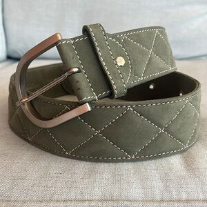 Quilted Belt- Moss Green
